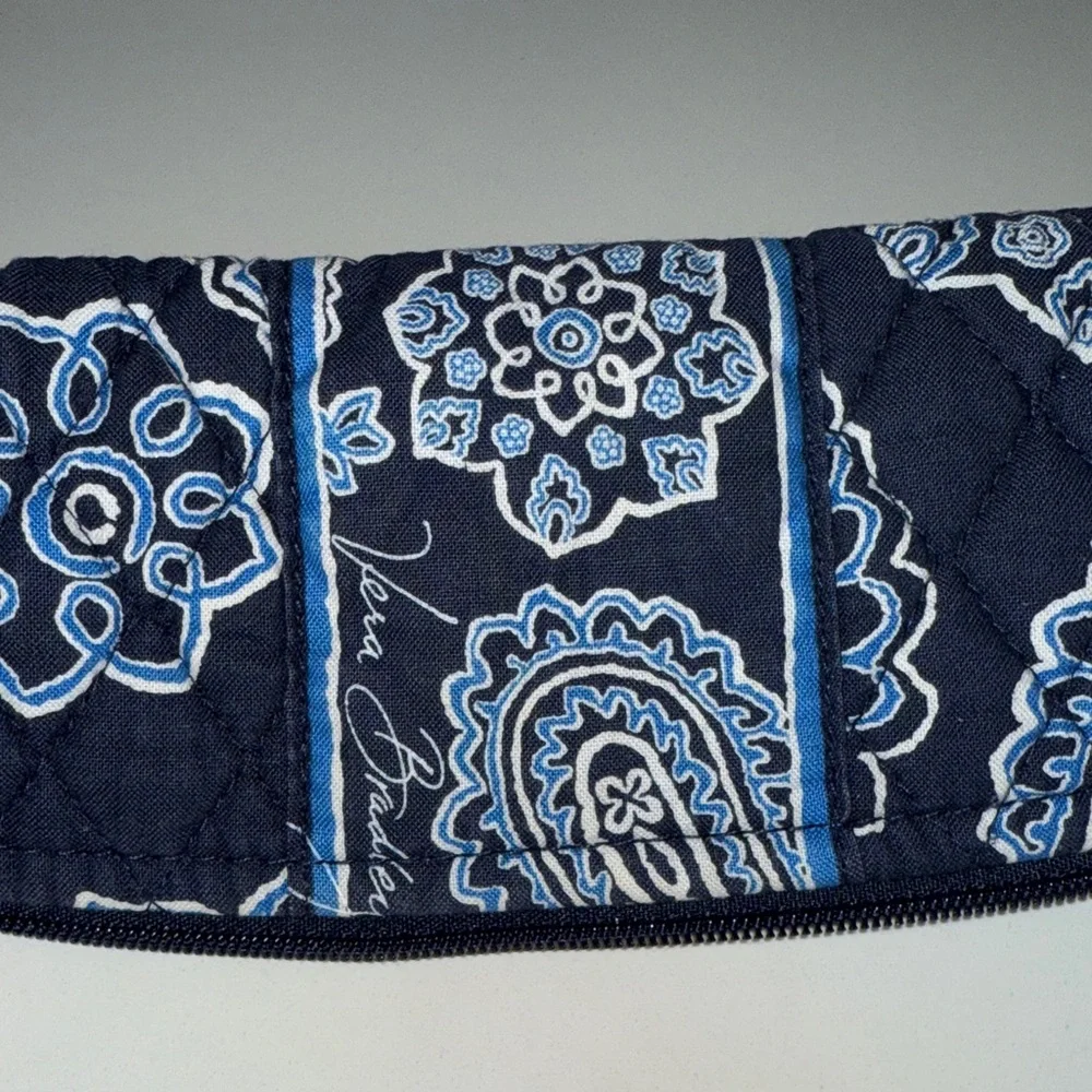 Vera Bradley Navy (2010s) Paisley Quilted Pencil Pouch